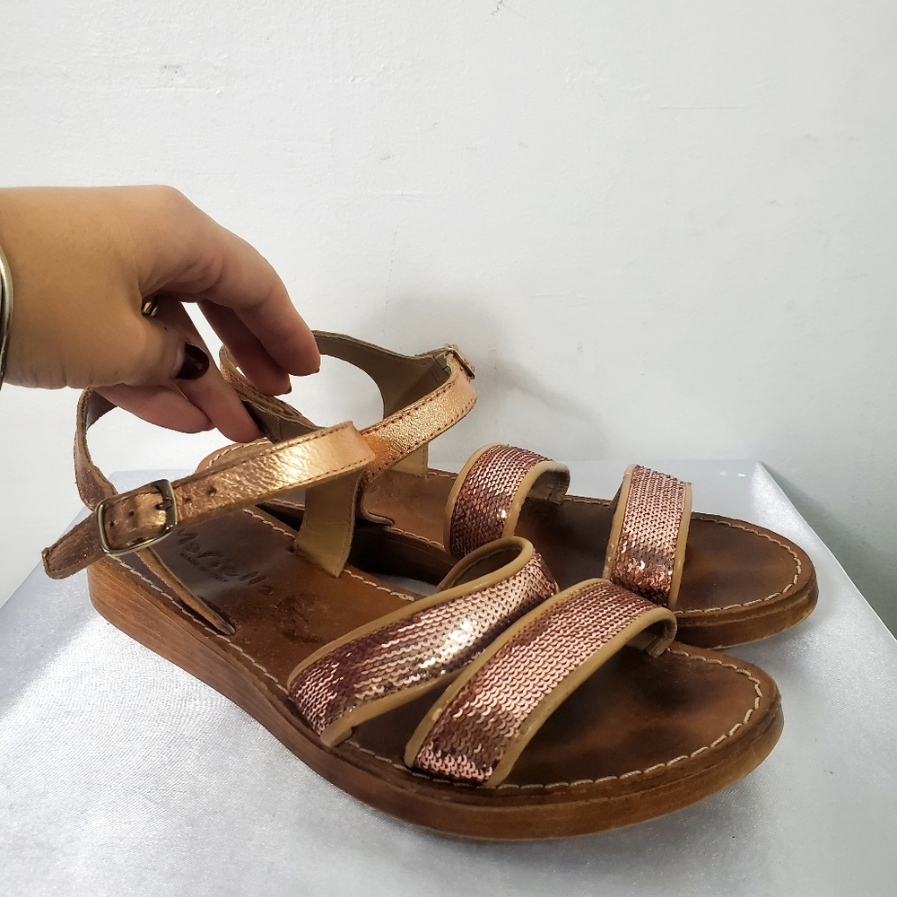 Mariella Rose Gold Leather Strappy Sandals